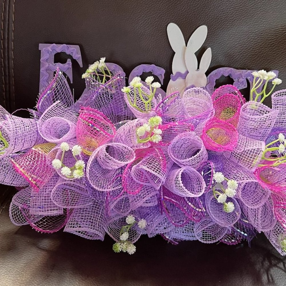 Wooden Purple Easter Wreath